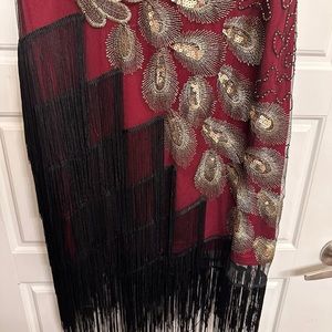 1920s vintage style party dress with sequined peacock